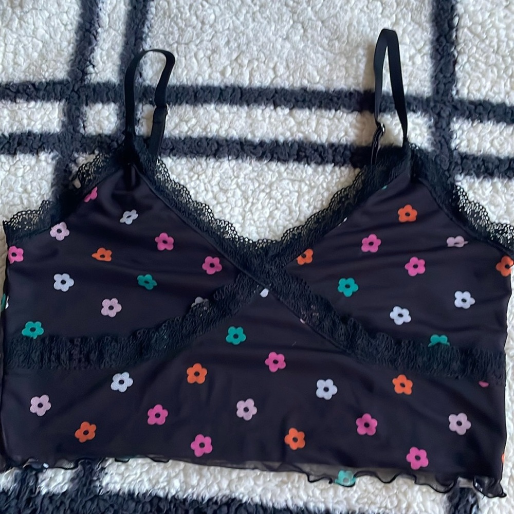 H&M floral sheer tank top